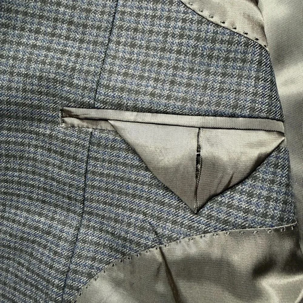 Ralph Lauren Blazer Men 48L Performance Blend Blue Glen Plaid Houndstooth Check